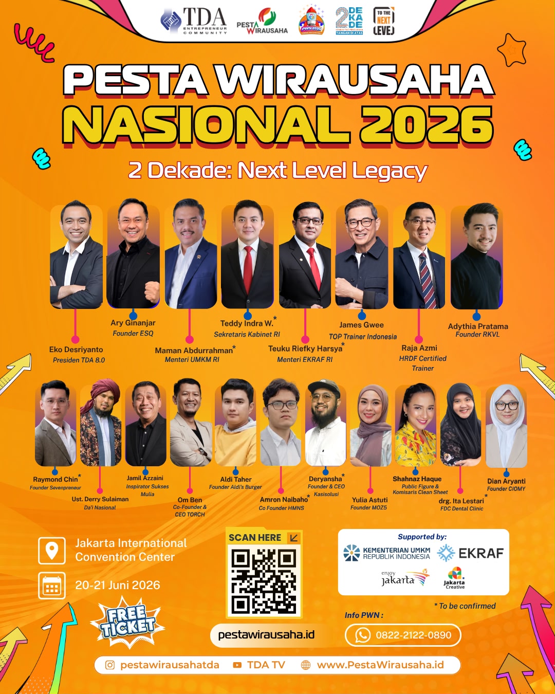 Pesta Wirausaha Nasional TDA 2026 Siap Digelar, Hadirkan Menteri, Investor hingga Ribuan Pengusaha dari Seluruh Indonesia